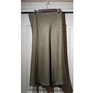 Edward Vintage Maxi 100% Linen Fully Lined Flare Side Zip Skirt Womens Sz 16